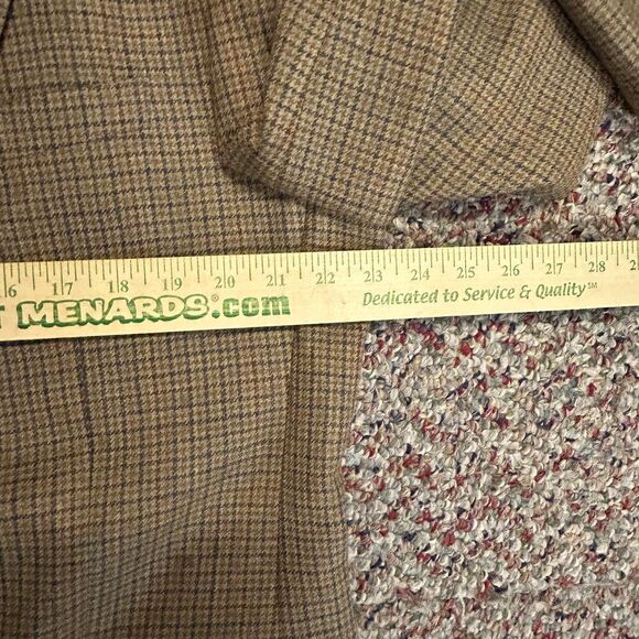 Jos. A. Bank Tan Gray Wine Houndstooth Check Wool 2 Button Sports Coat Size 46R - Picture 14 of 16